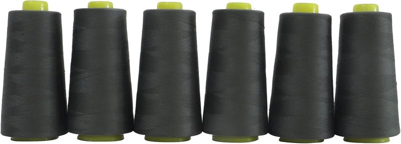 AMOHilos Polyester Sewing Thread All Purpose Knotless 40S/2 (Tex27) 6 Cones of 2750 Yards Each Spool Thread Total 16500 Yards for Serger Sewing Machine Quilting Piecing Hand Stitching (Off Black) - Image 1